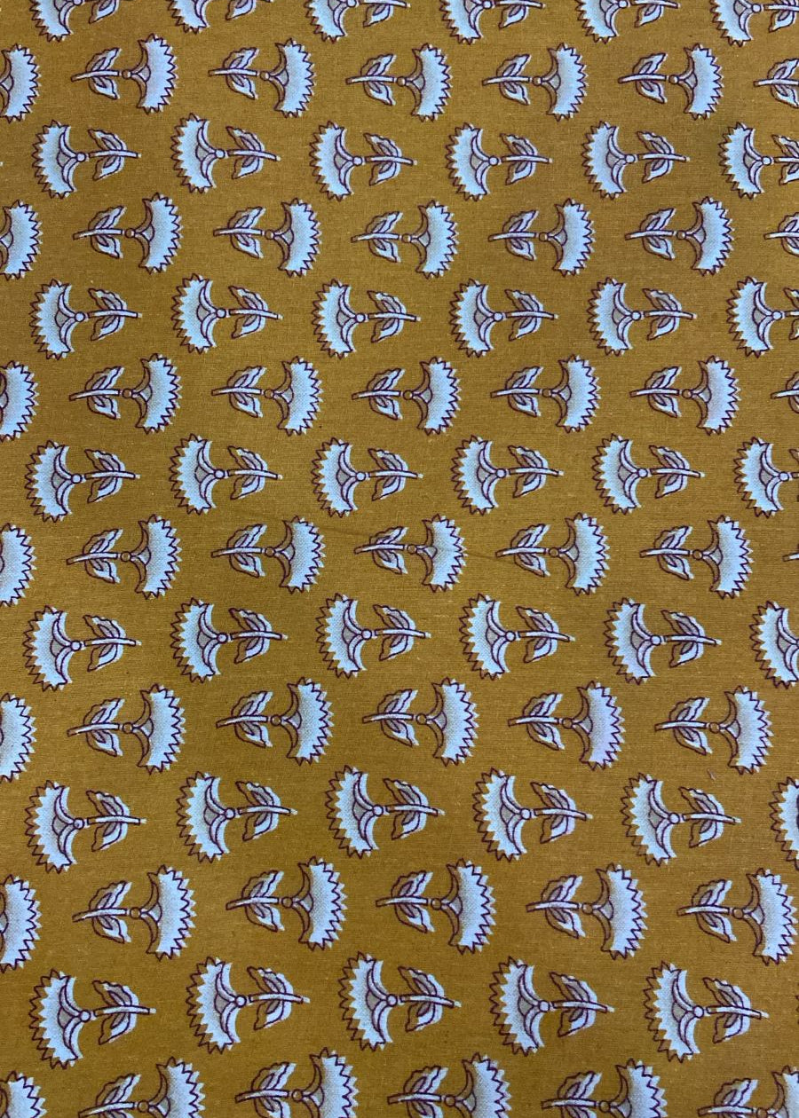 Mustard Floral Cotton Print Fabric
