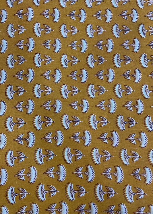 Mustard Floral Cotton Print Fabric